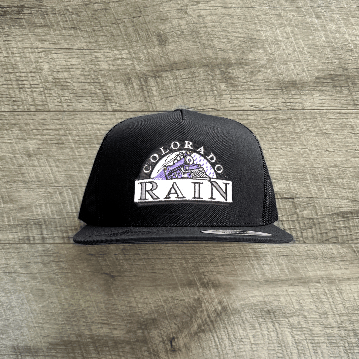 Dead / Colorado Rain Baseball Inspired 5 Panel Embroidered Patch Hat