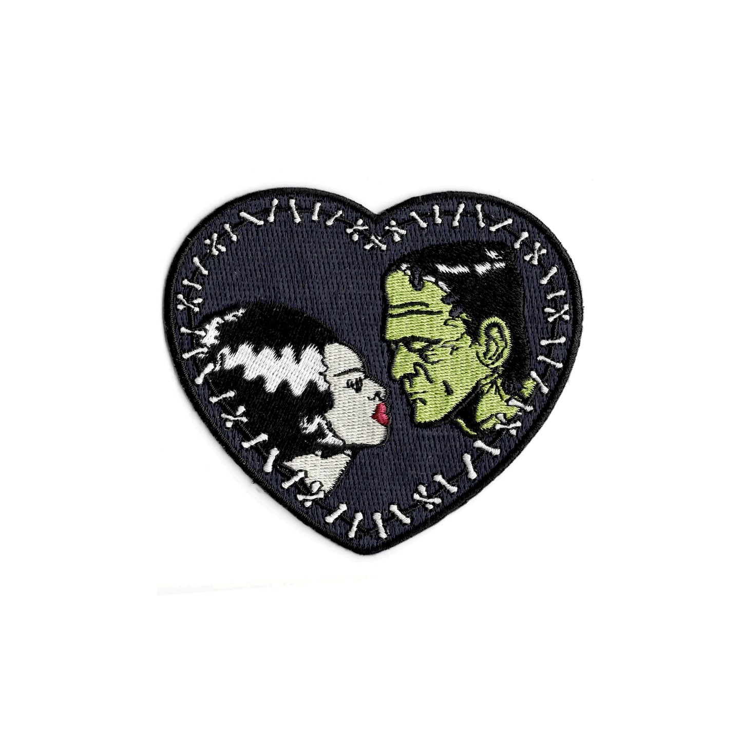 Bride & Frankenstein Heart 4" Embroidered Patch