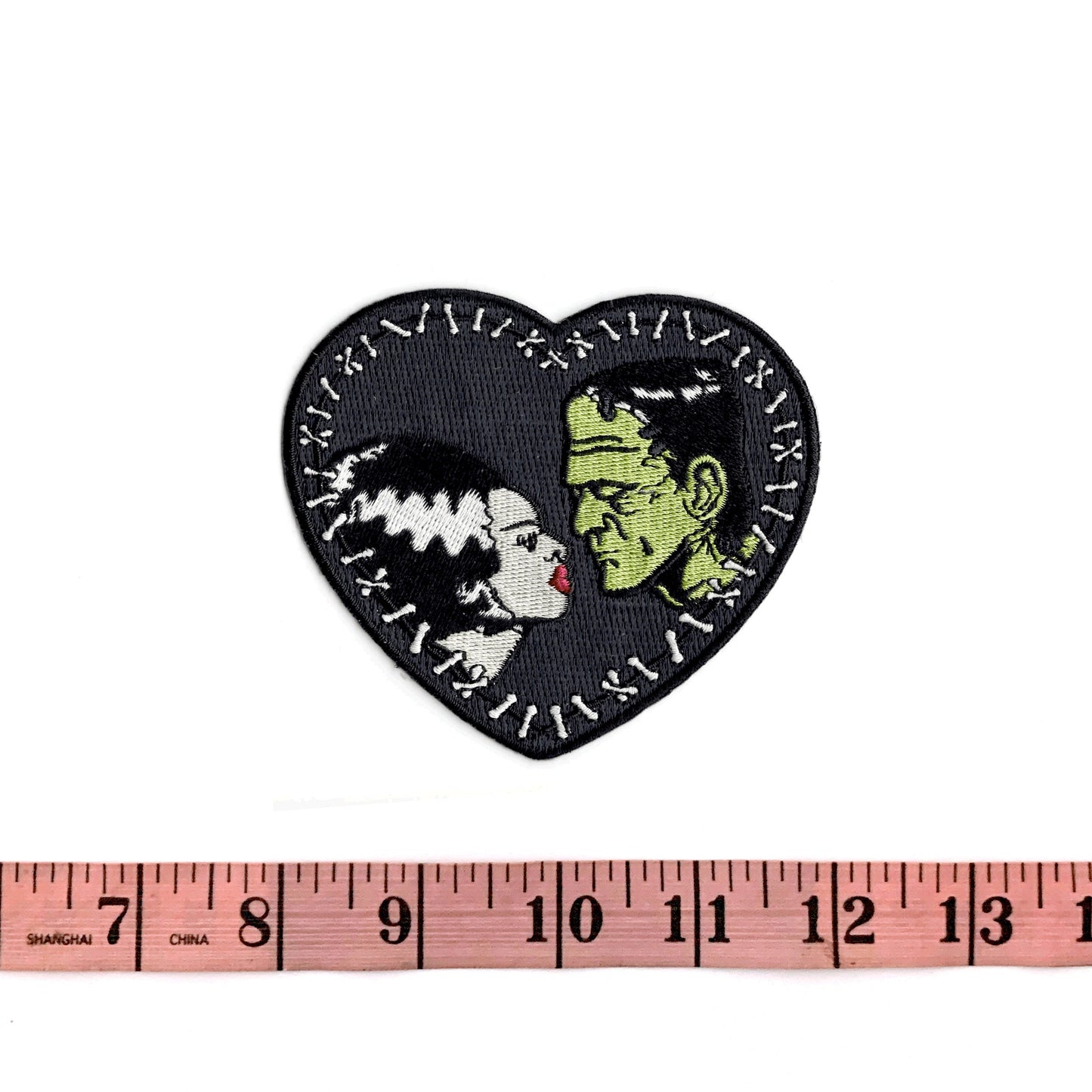 Bride & Frankenstein Heart 4" Embroidered Patch