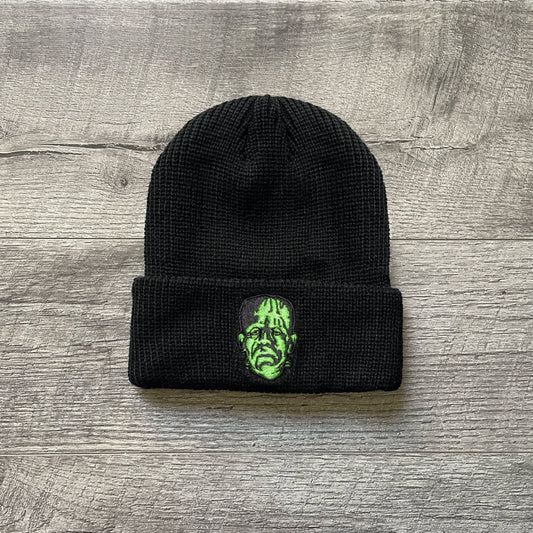 Frankenstein Embroidered Loose Knit Beanie